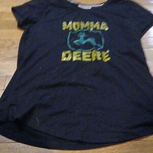 John Deere Black and Green Short Sleeve Maternity Shirt